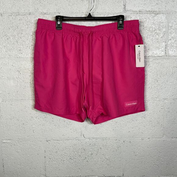 Calvin Klein Men's Modern Euro 5" Volley Swim Trunks, Pink XL